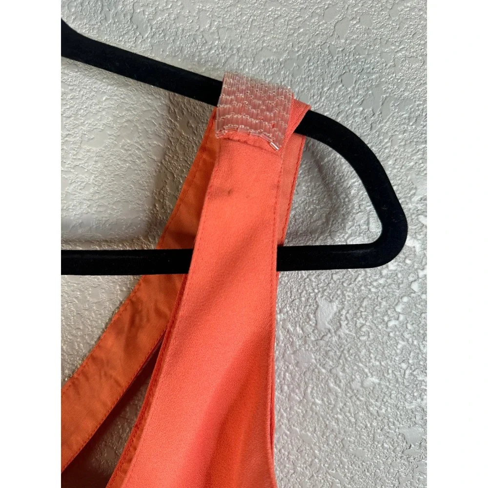 AJ Bari Women's Orange Beaded Crisscross Zip Front Vest Top Size 6